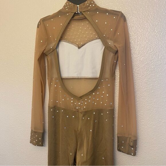 The Line up dance costume JUPELA UNITARD tan beige custom rhinestone SA adult - Picture 6 of 12